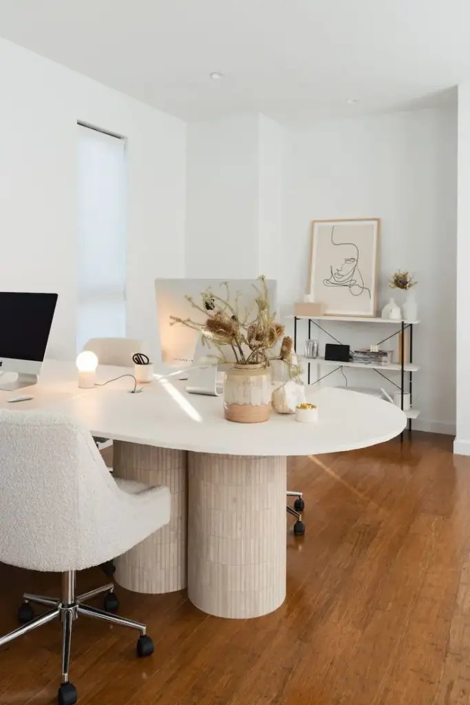 DIY travertine table: Style Curator studio desk | Home office setup